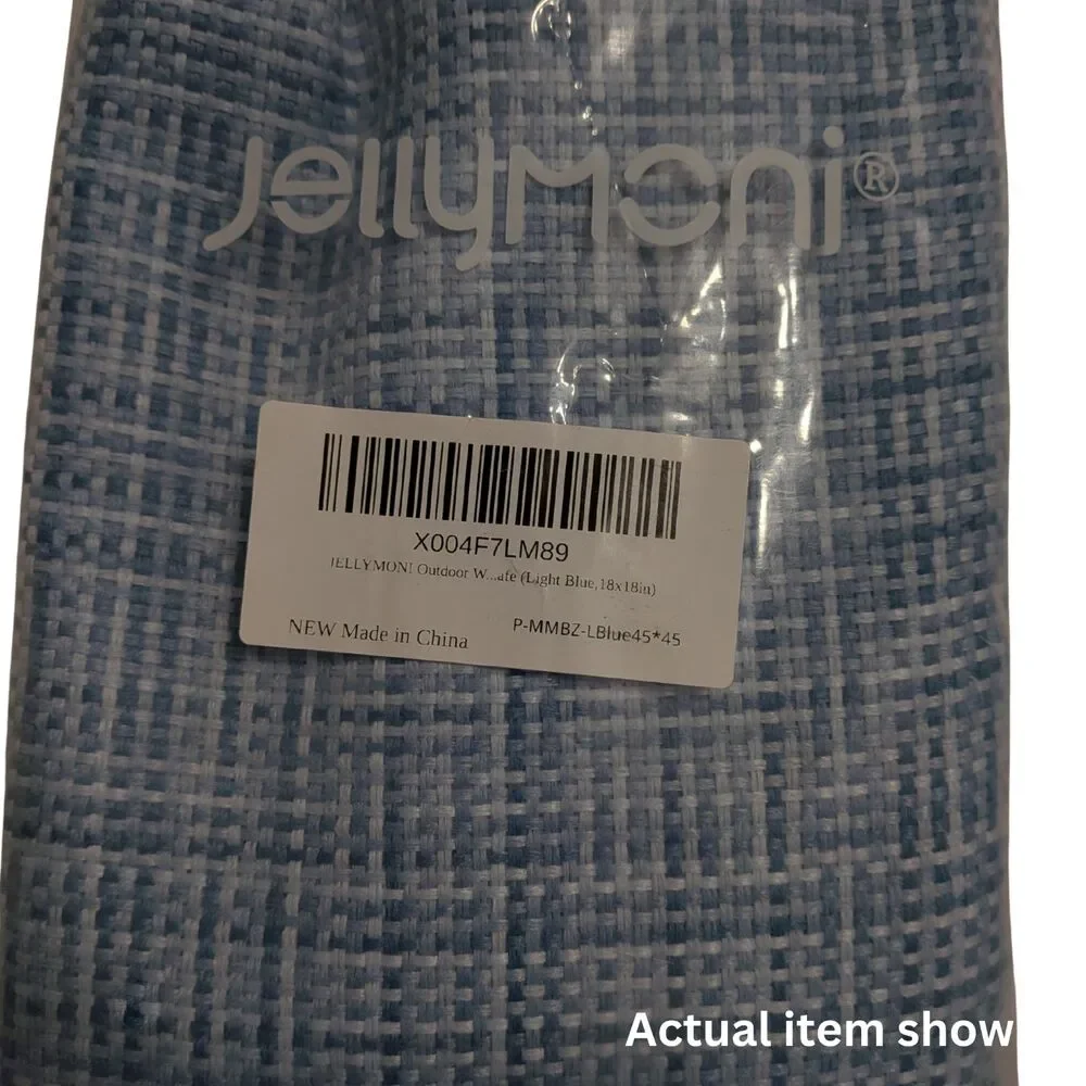 🌊 JELLYMONI Outdoor Waterproof Pillow Covers 2pk Light Blue Farmhouse 18x18 - Picture 4 of 8